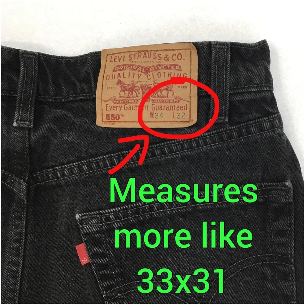 Levis‎ 550 Relaxed Fit Black Denim Jeans Mens Actual 33x31 Canada Vintage Style